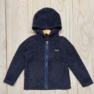 Patagonia Los Gatos Hoody Kids XS 5-6 Sherpa Pile Fleece Jacket Navy Blue